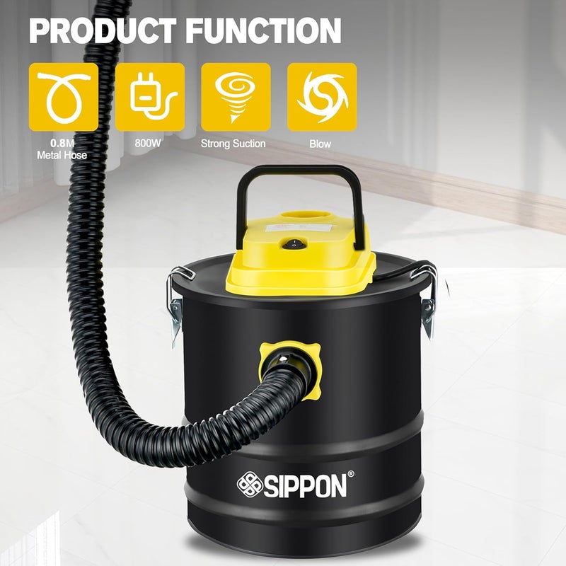 SIPPON Ash Vacuum Cleaner, Pellet Stove Vacuum Cleaner with Blower Function, 800W Powerful Suction 2.6 Gallon All-in-One Ash Vacuum for Fireplaces, Pellet Stoves - Image 4